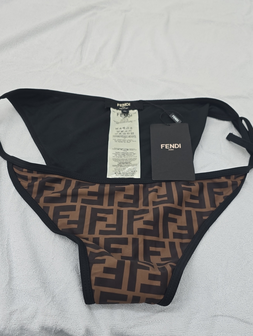 Fendi Brown and Black FF Logo Bikini Bottom